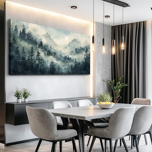 KELIYUAN Large Natural Landscape Wall Art For Dining Room Apartment Misty Forest Landscape Painting Wall Decoration Living Room Bedroom Office Artwork Pictures Home Decoration Aesthetics 30x60 In