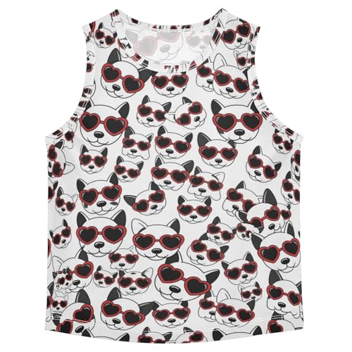 J JOYSAY Love Sunglasses Bulldog Boys Tank Top Sleeveless Muscle Shirts Quick Dry Sport Workout Active Kids T-Shirts 3-15T