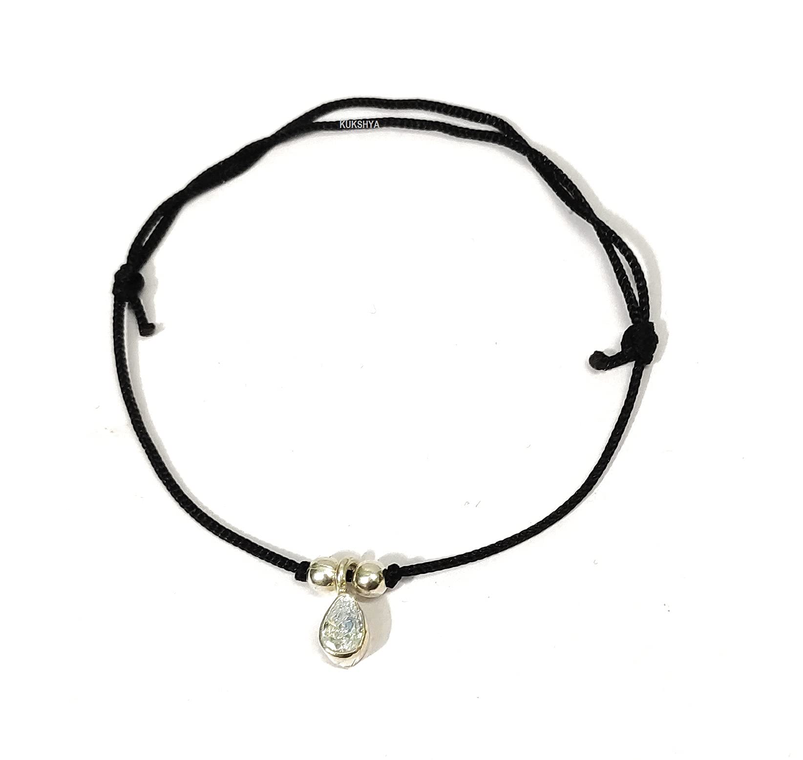 KUKSHYA JEWELLERS Exclusive 925 Sterling Silver Cut Stone Black Thread Anklet For Women & Girls Adjustable 1 Piece(TP 046) (WHITE) (B09B8TXYZS) Amazon Price History, Amazon Price Tracker