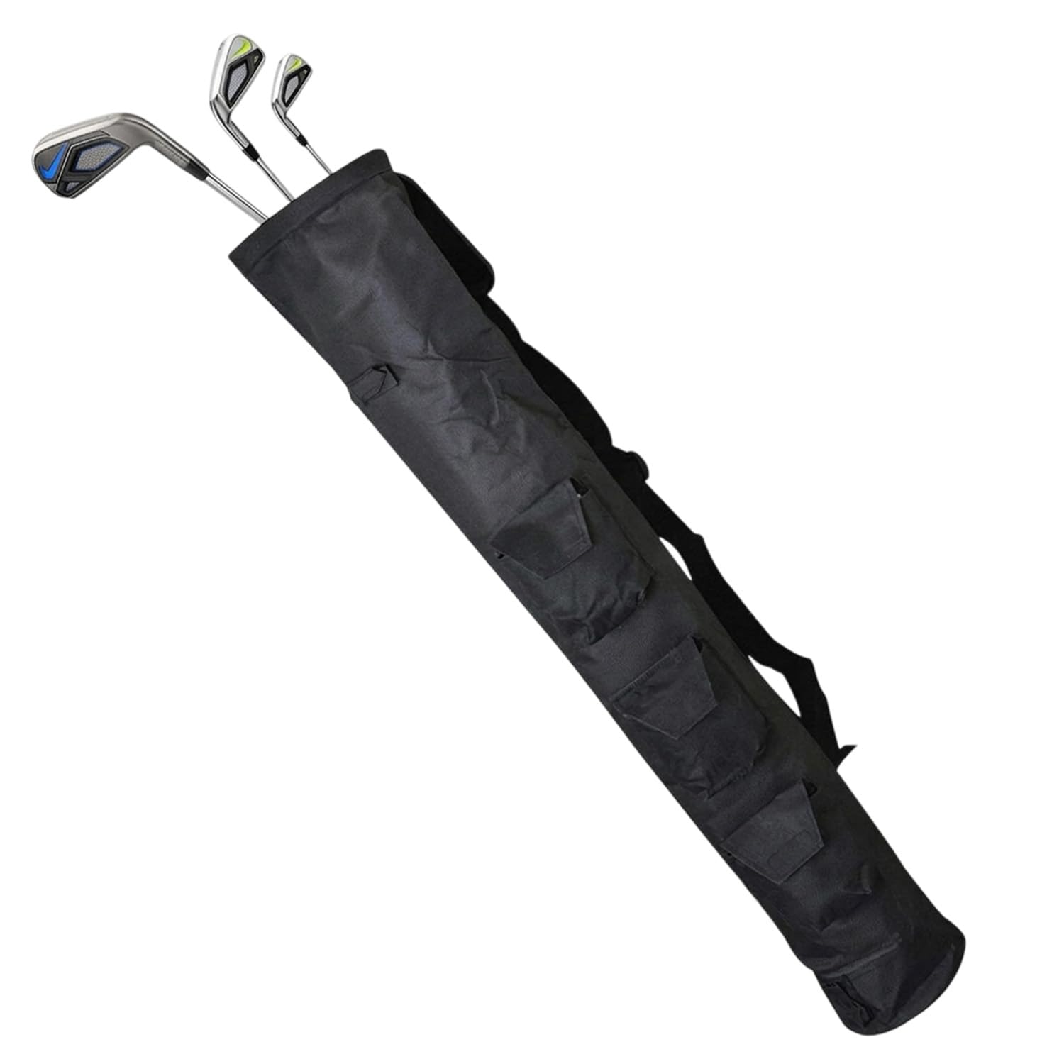 YNR Pencil Golf Club Ball Bags - Three Pockets, H-34 Inch D-5 Golf Bag, Light Weight Equipment Bag Ideal for Golf Course, Pencil Golf Bag, Golf Bags for Men & Women | (Black)