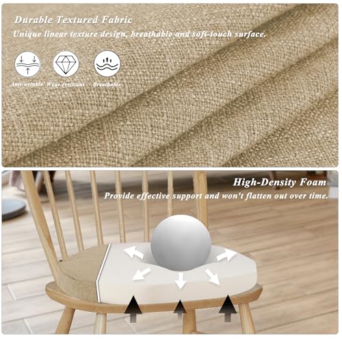 FlyGulls Set of 4 Windsor Chair Cushions Seat Cushion for Dining Kitchen Chairs with Anti-Slip Bottom Thick Textured Chair Pads with Ties for Indoor Use (16"x15.7" Beige) - Cosy Home Interiors FlyGulls Set of 4 Windsor Chair Cushions Seat Cushion for Dining Kitchen Chairs with Anti-Slip Bottom Thick Textured Chair Pads with Ties for Indoor Use (16"x15.7" Beige) - Image 2