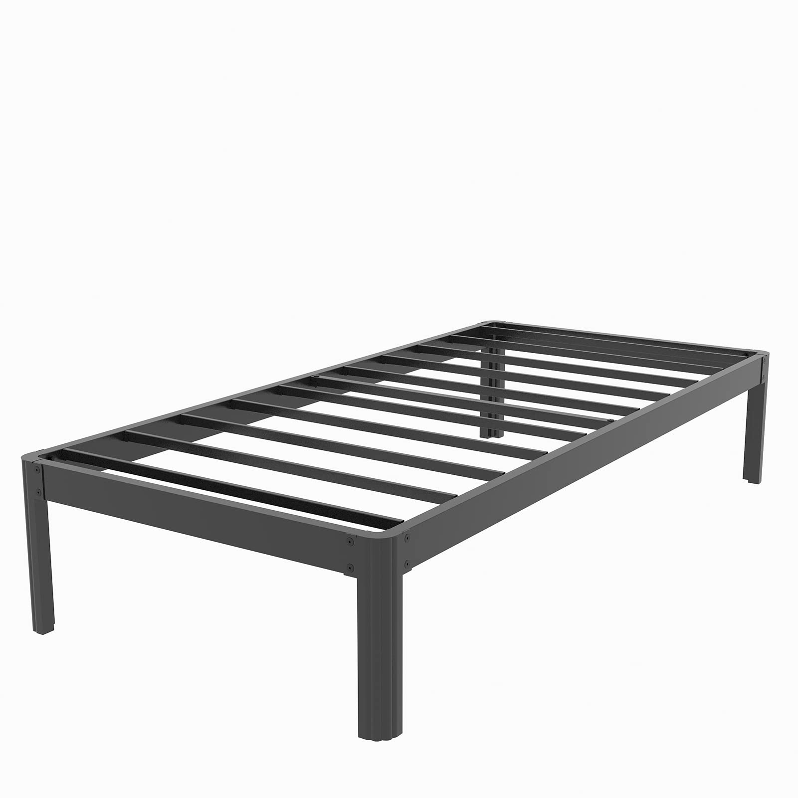 COMASACH 18 Inch Twin XL Bed Frames with Round Corner Leg, No Box Spring Needed, Heavy Duty Non-Slip Metal Platform Bed Frame, Noise-Free Mattress Foundation Support to 3000 Lbs, Black