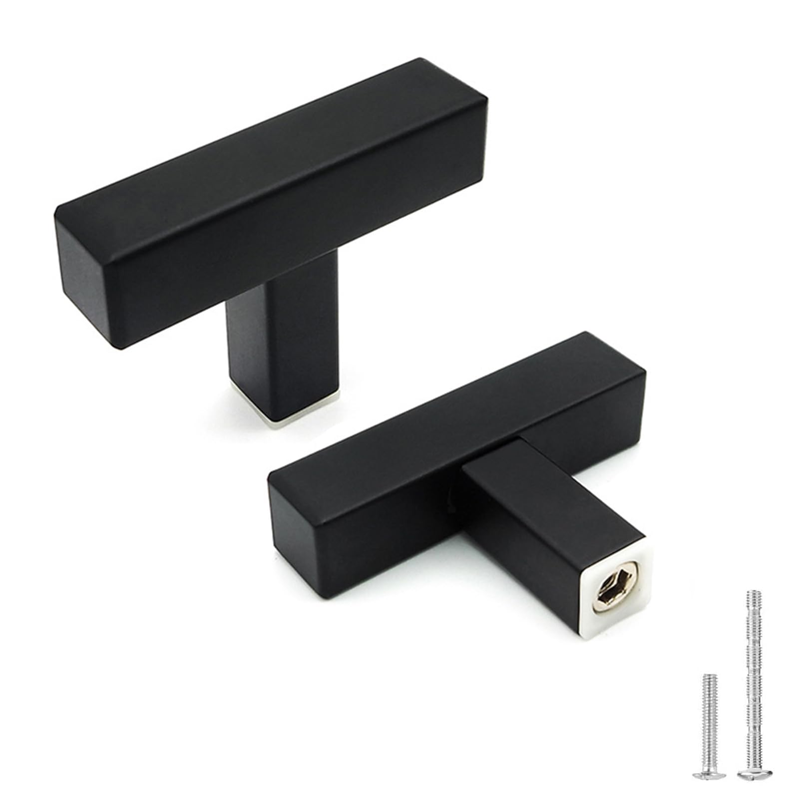 Misuyue Matt Black Cupboard Knobs, 5pcs T Bar Drawer Handles Stainless