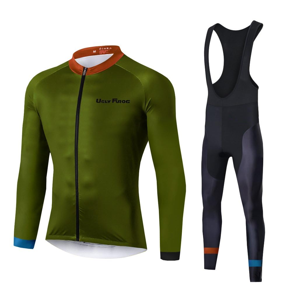 UGLY FROG Abbigliamento Magliette Set Inverno Termico Vello Antivento Maglia Lunga e Pantaloni Completo Ciclismo Uomo Invernale KXITCXHB14