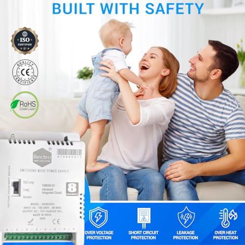 Image of CCTV Power Supply SMPS 8 Channel /Port 12V 10 Amp Maximum Output with Voltage Booster Technology, Multiple Terminal DC Outlet.