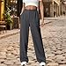Women's Wide Leg Dress Pants Stretch High Waisted Work Pants Business Solid Casual Fashion Slacks with Pockets Dark Gray L