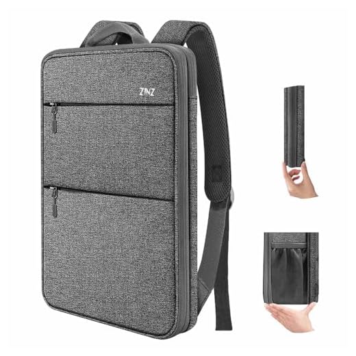 ZINZ Delgada y Expandible Mochila para Portátil 15-15.6-16 Pulgadas, Mochila Negocio para Hombre Mujer Estudiante- Gris Oscuro