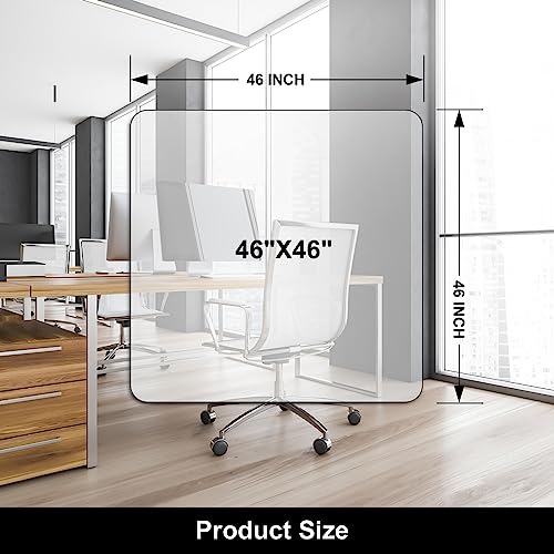 Image of Kuyal Chair Mat for Hardwood Floor,46 x 46 inches Rectangle Desk Durable Wood /Tile Protection Mat for Rolling Chairs, Non-Studded Bottom