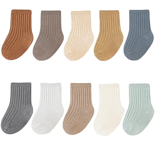 Image of Adeimoo Newborn Cotton Crew Socks Unisex Baby Solid Color Sock Ankle Socks for Boy Girls Infant Toddlers