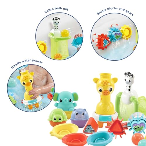 VTech 6-in-1 Bath Set, Bathtub Toy with 10+ Accessories Including Stacking & Linking Boats, Shape Sorter, Colourful Balls, Bath Time Gift for Babies & Infants 0, 6, 12 months +, English version - Image 4