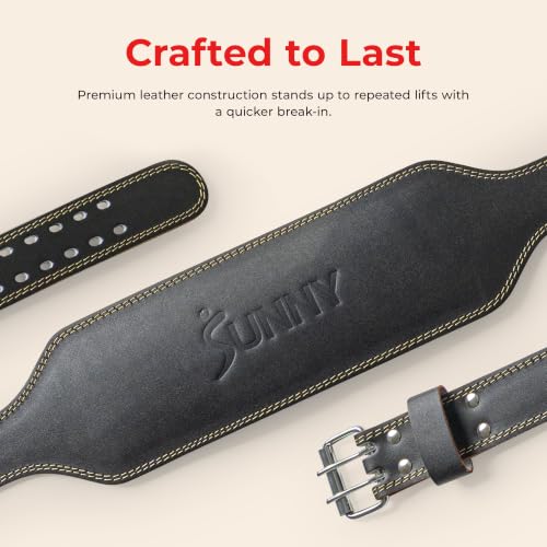 Sunny Health & Fitness Large Leather Weightlifting Belt w/ 6" Back Support - image 5