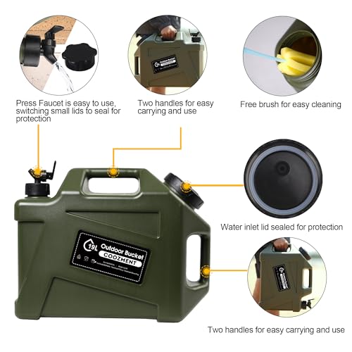 3.2 Gallon/5 Gallon Water Containers with Spigot, BPA Free Water Jug, Military Green Water Tank, Multifunction Water Storage Containers for Camping Outdoor Hiking,Emergency Stroage - Image 3