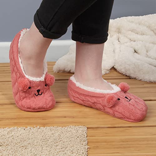 Image of BambooMN Adult Women Super Soft Warm Cozy Fancy Yarn Slippers Non-Slip Lined Socks, Indoor Comfy House Slippers, 3 Pairs