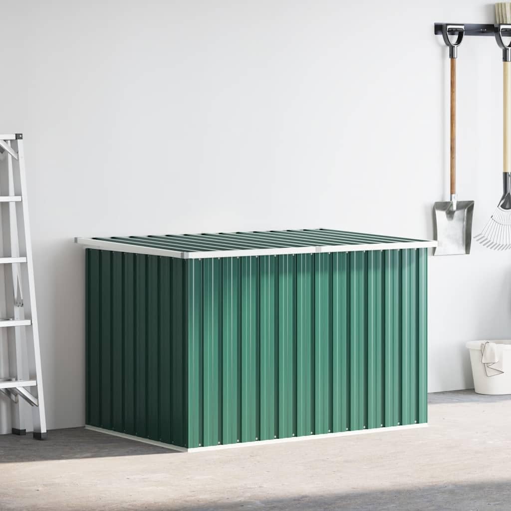 Scatola da giardino verde in acciaio zincato, 171 x 99 x 93 cm, grande contenitore da giardino con coperchio, impermeabile, per terrazza, balcone, giocattoli e attrezzi, stabile, per esterni