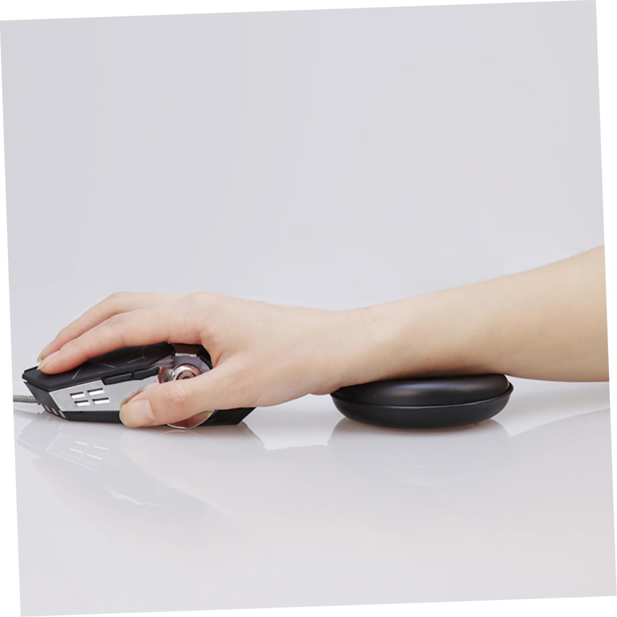 Poggiapolsi per Tastiera e Mouse in Pu Nero Leggero e Comodo, Supporto Ergonomico per Polso, per Ufficio e Gaming Design Rotondo