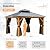 HAPPATIO 12' × 12' Wood Gazebo, Outdoor Hardtop Gazebo with Mosquito Netting and Curtains, Double Metal Roof Patio Gazebo Hard Top Gazebo for Garden, Patio, Deck, Parties (Brown)