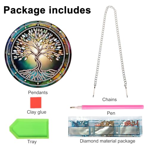 JISHSHAY Life of Tree Diamond Art Wind Chime - Special Shape Crystal Suncatcher Gem Painting With Jewel Art Pendant - Image 3