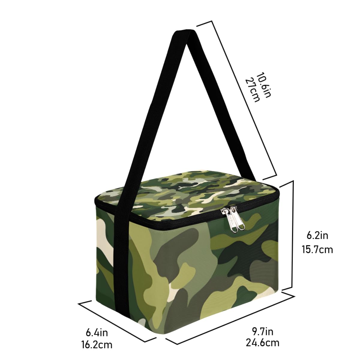 Lunch Bags for Women Men 9 Cans,Army Camouflage Hot & Cold Food Delivery Bag Insulated Grocery Bag Insulated Lunch Box Fashion Camo Green Cooler Bag for Office Work Picnic Beach