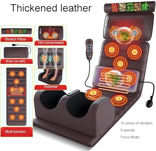 Image of Full Body Massage Chair Mat with Heat for Back Pain Relief, Back Massage Bed with 10 Vibrating Motors whole Body Vibration, Kneading, and Massage Of The Neck, Spine, Waist, and Back