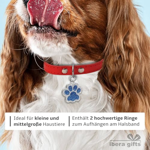 Ibera gifts - Hundemarke mit Gravur und personalisierte Hundemarke in Pfotenform, perfekt für kleine bis mittelgroße Haustiere (Schwarz)