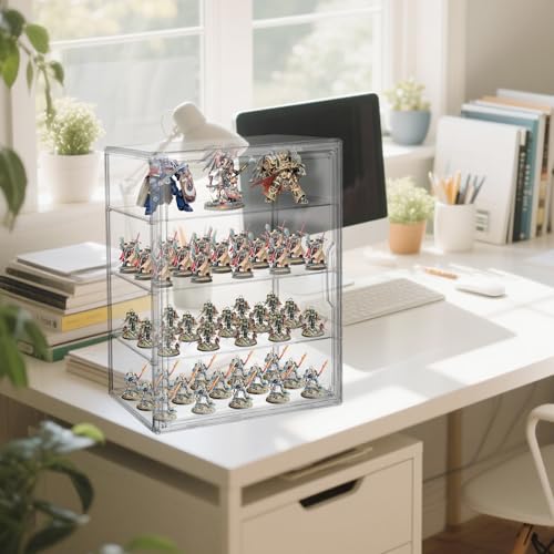 Image of Clear Acrylic Miniature Storage Case Stackable Miniature Carrying Case for Collectibles Transport Action Figure Display case with Magnetic Door for Warhammer 40k Miniatures,Death Guard 40k
