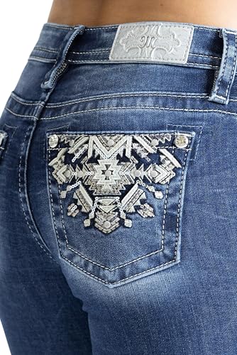 Miss Me Women's Aztec Stitch Mid-Rise Bootcut Jeans4