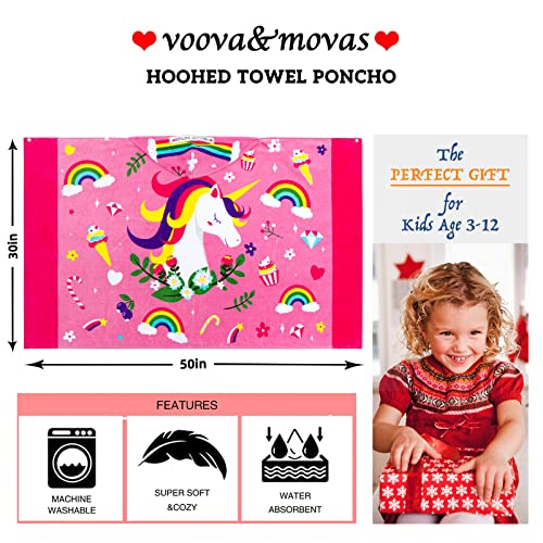 Voova & Movas TONOMO Hooded Towels For Kids 3-10 Years, Soft Thick Cotton | Absorbent Beach, Bath, Pool Swim Towels | Cover Up For Girls thumb #1