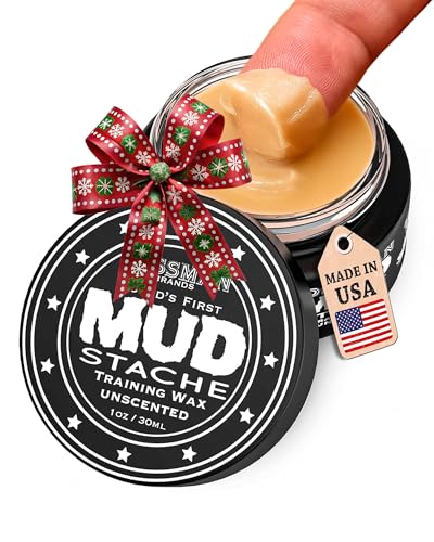 Bossman MUDstache Unscented Mustache Wax for Men (1 oz) – Strong 24-Hour Hold, Non-Tacky & Easy to...