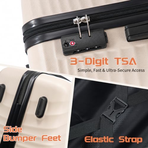 Image of Rosamo Luggage Sets 3 Piece, ABS Suitcase Set (20 /24 /28), Hardside luggage with Spinner Wheels, Travel Luggage, 14x8x9 Airline Approved Carry on, Lightweight Luggage with TSA Lock