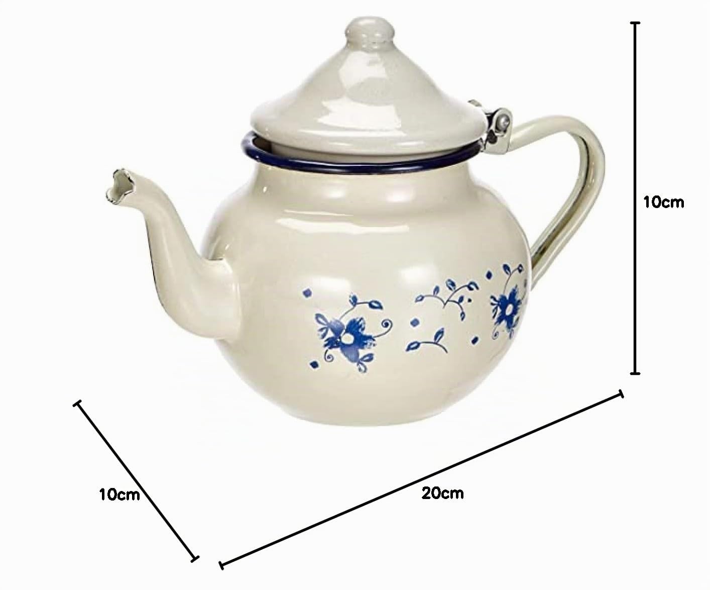 IBILI 918807 Teekanne Sena 0,7 l aus emailliertem Stahl, weiß/blau, 10 x,10 x 20 20 cm