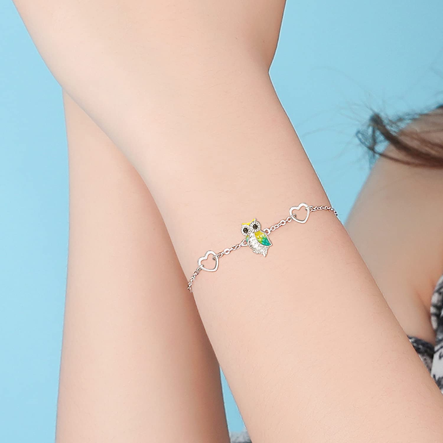 KINGWHYTE Tier Armband Damen 925 Sterling Silber Verstellbar Armband Tier Schmuck Geschenk für Frauen Kinder Mädchen Tochter