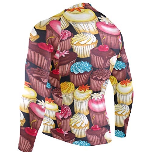 SLHFPX Funny Cupcakes Mens Cycling Jersey Top Full Sleeve Road Biking Skinsuits Outfit