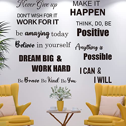 10 PCS Inspirational Wall Stickers Decals Quotes, Large Motivational Positive Saying Wall Art Decor for Bedroom, Living Room, Office