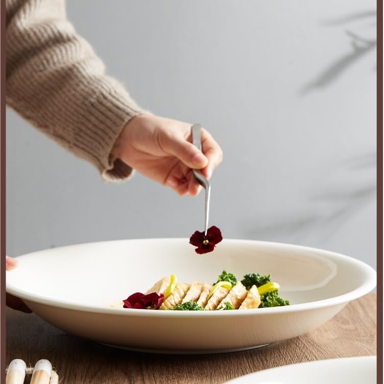 Piatti Cena Piatto fondo in ceramica bianca Piatto da zuppa Piatto for verdure Piatto for pesce for uso domestico Servizio da tavola for hotel e ristoranti Forniture Per Feste(10.5inch)