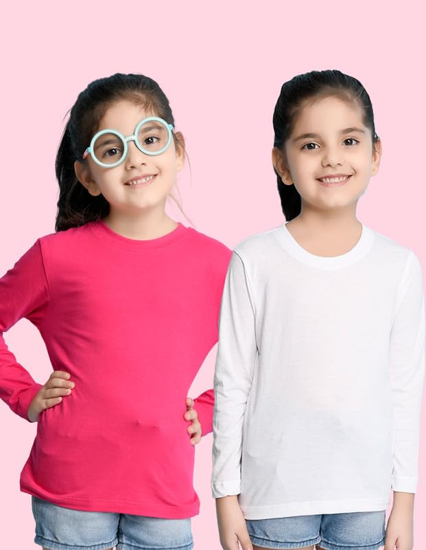 Image of Nusyl Girls Full Sleeves T-Shirt for Kids | Cute Printed Casual Wear | Soft Cotton Blend | Comfortable Regular Fit | 2-16 Years | Multiple Colors