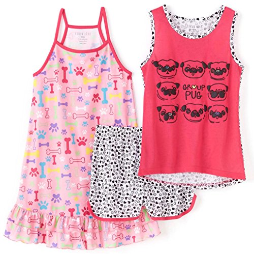 Komar Kids Girls' Big 3 Piece Jersey Pajama Set