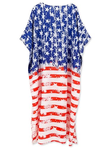 Image of Moss Rose Kaftan Dresses for Women V Neck Summer Swimsuit Cover up Caftan Maxi Beach Dresses