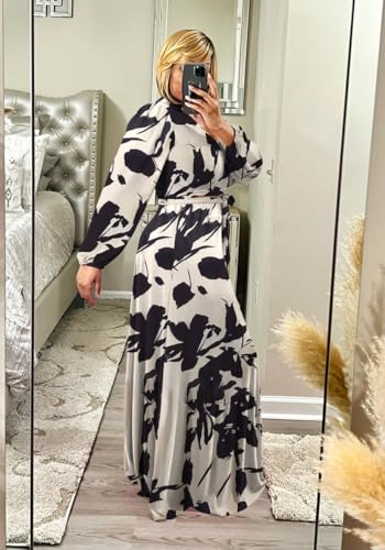 Image of Plus Size Women's 2 Piece Outfits Casual Long Sleeve Wrap Crop Top Maxi Long Dress Flowy Matching Sets