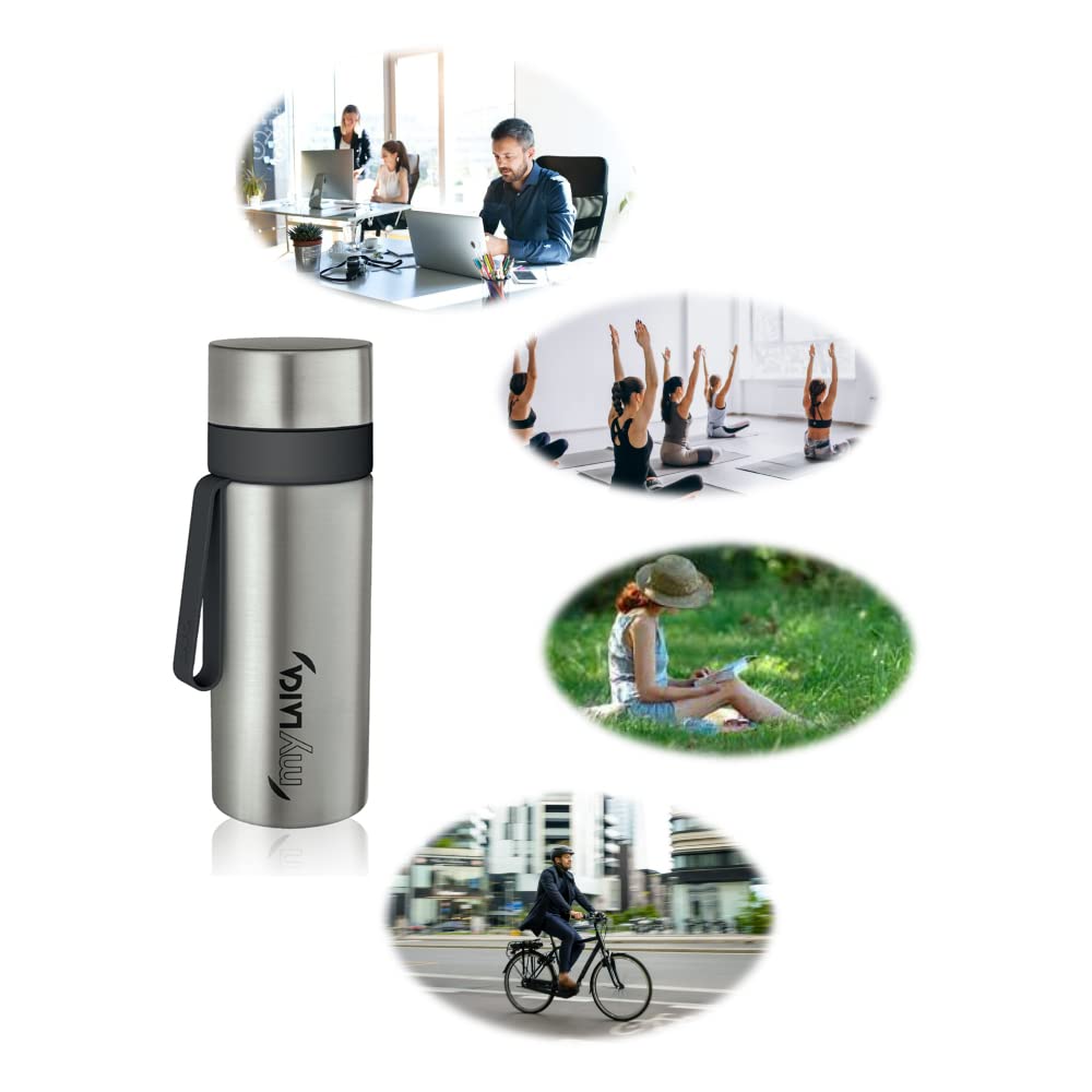 Bottiglia Filtro Acqua LAICA, myLAICA Caraffa Filtrante in Acciaio Inox - Include 1 Cartuccia Filtro Acqua FAST DISC 30 Giorni, per Acqua dal Gusto Ottimo