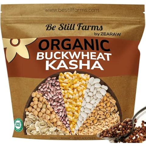 Organic Buckwheat Kasha Roasted (4.8 lb) Be Still Farms - Grechka Buckwheat Cereal From Toasted Groats Bulk No Hulls - Easy to Prep | High in Protein | USA Grown | USDA Certified | Vegan | Non-GMO Cover