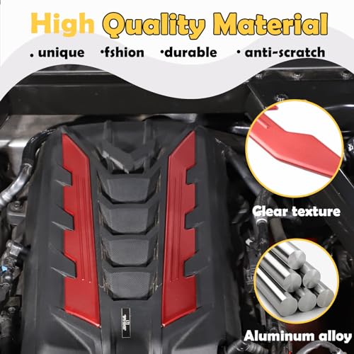 Image of CHEAYAR Engine Bay Panel Cover Compatible with Chevrolet Corvette C8 2020-2023, Engine Shroud Cover Panel Trims, C8 Accessories 2PCS (Engine Compartment Cover - Red)