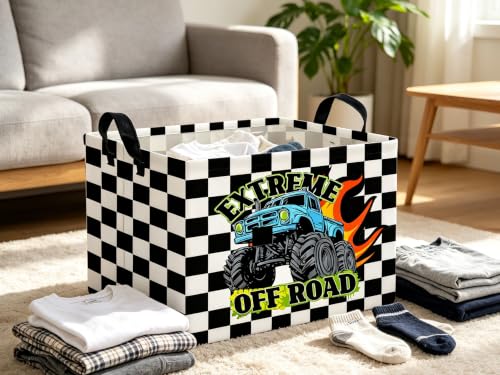 Image of Rectangle Car Basket Cute Storage Bin Fish Box for Room Decor Gift Basket(Grid Car)
