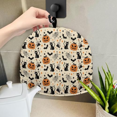 Image of Hudotybom Pumpkin Cat Tea Cozy for Teapots Halloween Tea Cozy Teapot Protector Insulated Teapot Covers Keep Warm Decorative Teas Kettle Quilt for Halloween