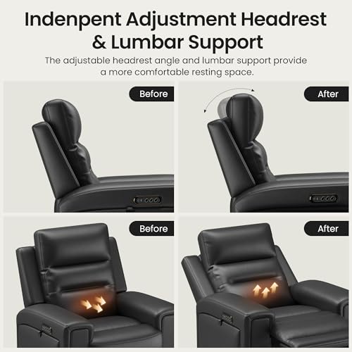 Sillón Power Recliner Negro de Cuero Plegable miniatura 4