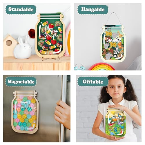 Image of Personalized Smiley Face Magnetic Reward Jar Kids Potty Training Behavior Chart for Toddlers Classroom Management Teacher Tools Back to School Gifts for Boys Girls