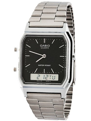 Casio AQ-230A-1D Casio Silver & Black Dual Time Watch - Silver / Silver Digit / Black / One Size