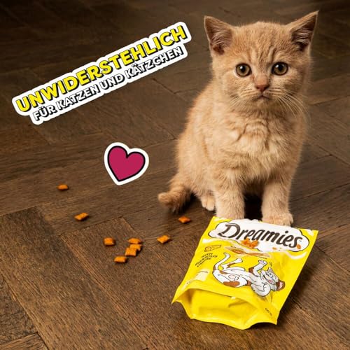 Dreamies Katzensnacks mit Käsegeschmack, 6er Pack, 6x60g – Außen knusprige & innen cremige Katzenleckerlis