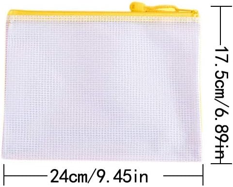 Miniatura 2 de Bolsas de archivo con cremallera A5, bolsa de malla con cremallera de plástico doble, bolsa de PVC impermeable de 6 colores, 12 piezas para