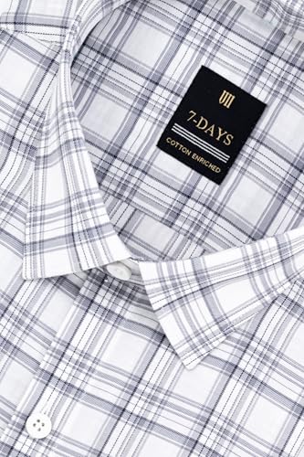 Image of 7-DAYS Men's Premium Checks Formal Shirt - Cotton Rich, Regular Fit, Full Sleeve, with Pocket, Wrinkle Resistant - Stylish Office & Everyday Wear.