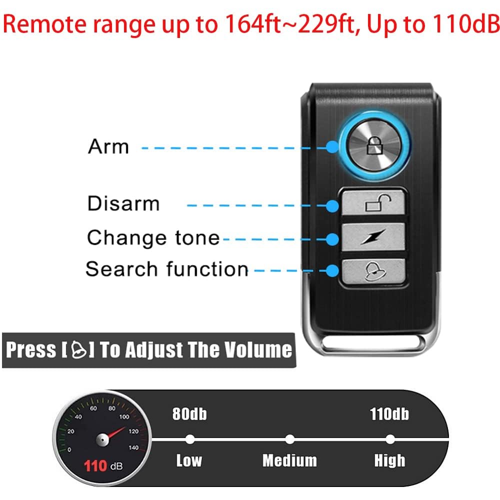 Télécommande D’alarme Moto – Antivol Sans Fil, Recharge USB, Noir